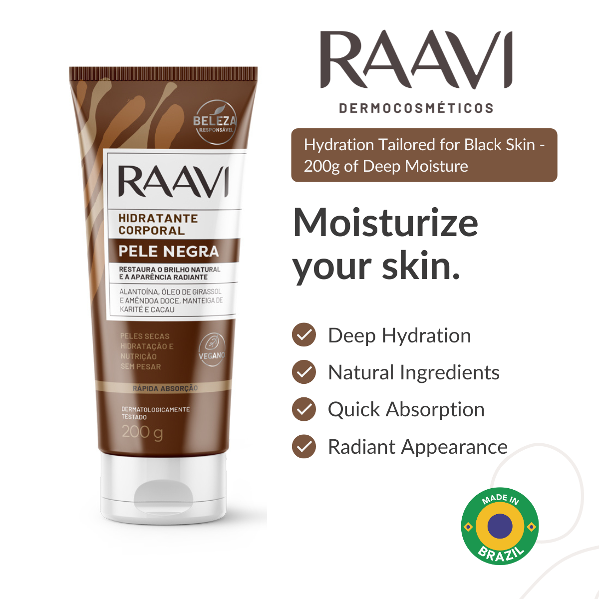 RAAVI Body Moisturizer for Black Skin - 200g