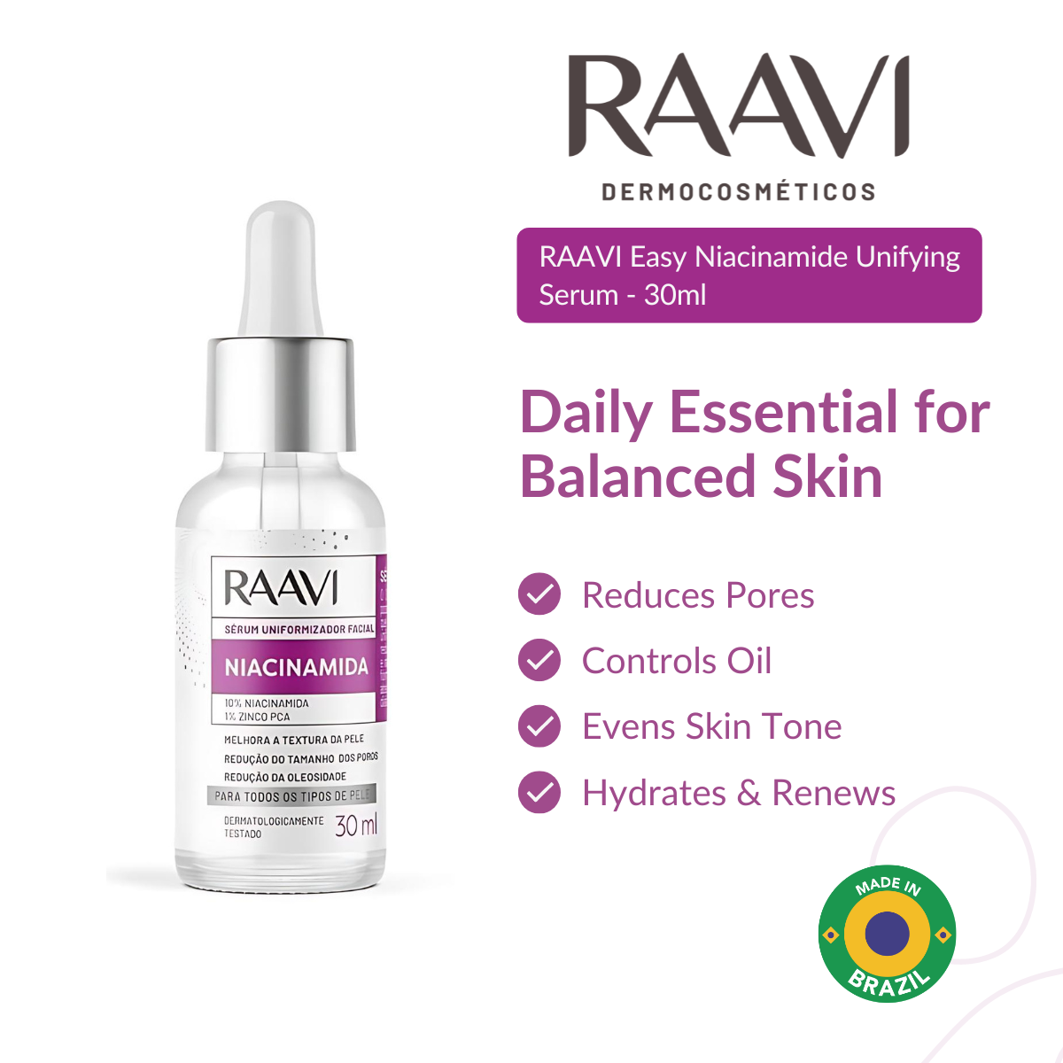 RAAVI Easy Niacinamide Unifying Serum - 30ml