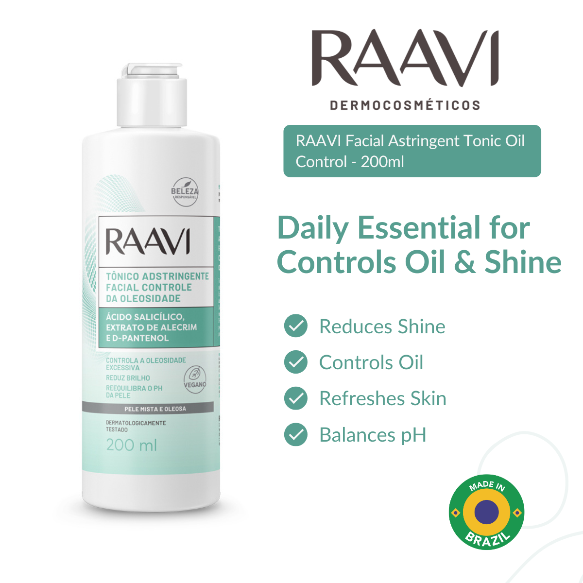 RAAVI Facial Astringent Tonic Oil Control - 200ml