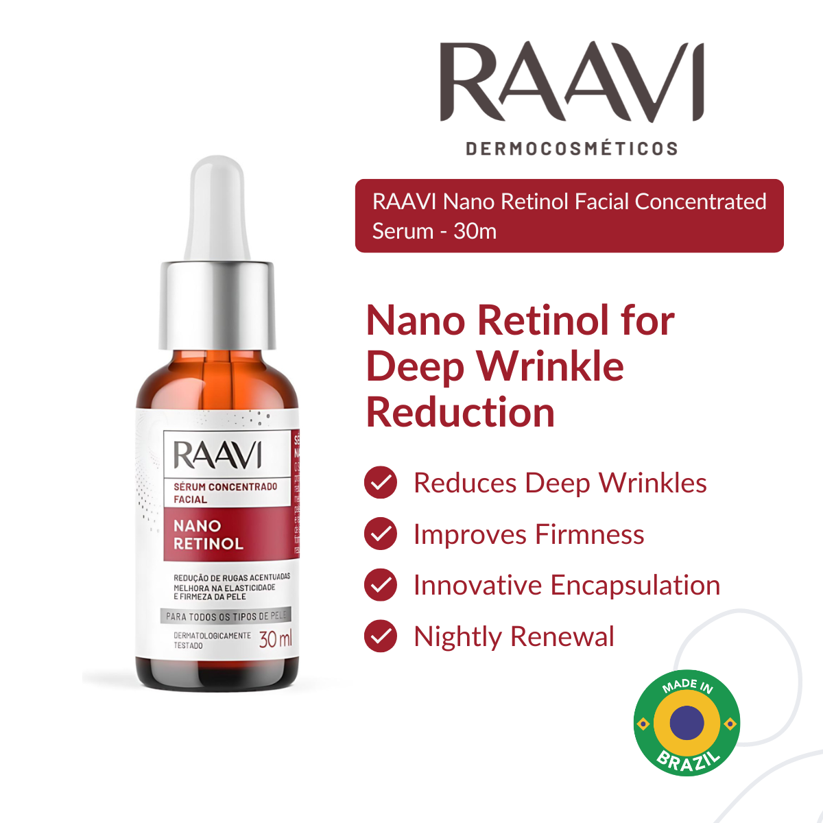 RAAVI Nano Retinol Facial Concentrated Serum - 30ml