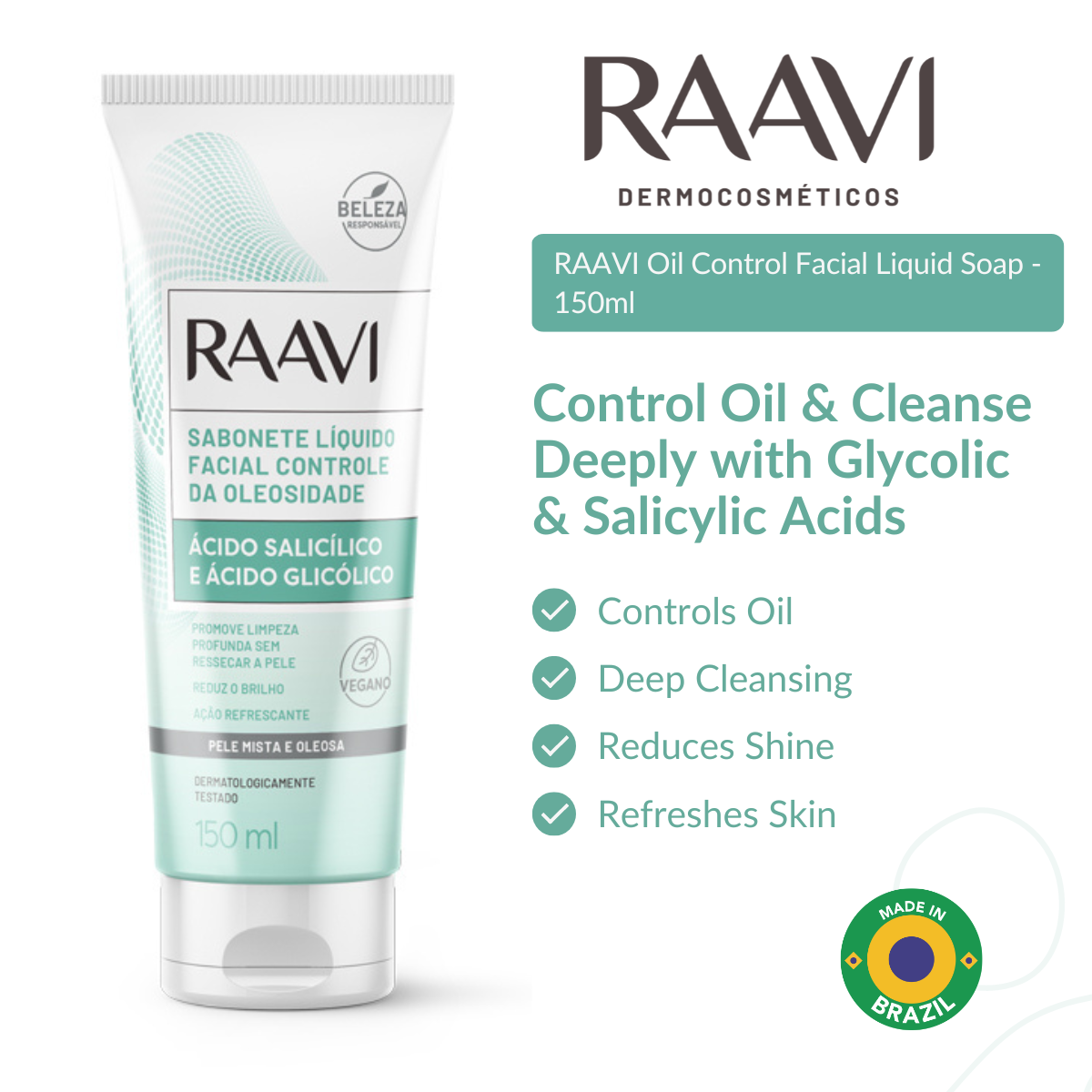 RAAVI Oil Control Facial Liquid Soap - 150ml